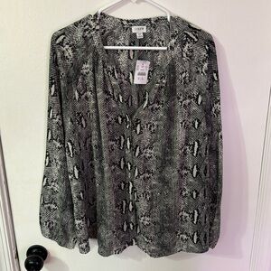 J.Crew Factory - Snakeskin Button Down Blouse - NWT - Size 2X